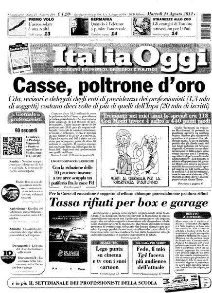 Italia oggi : quotidiano di economia finanza e politica